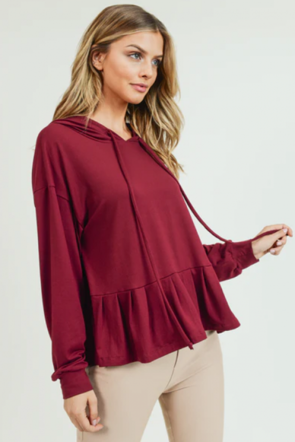 Hoodie dengan Detail Ruffle pada Lengan